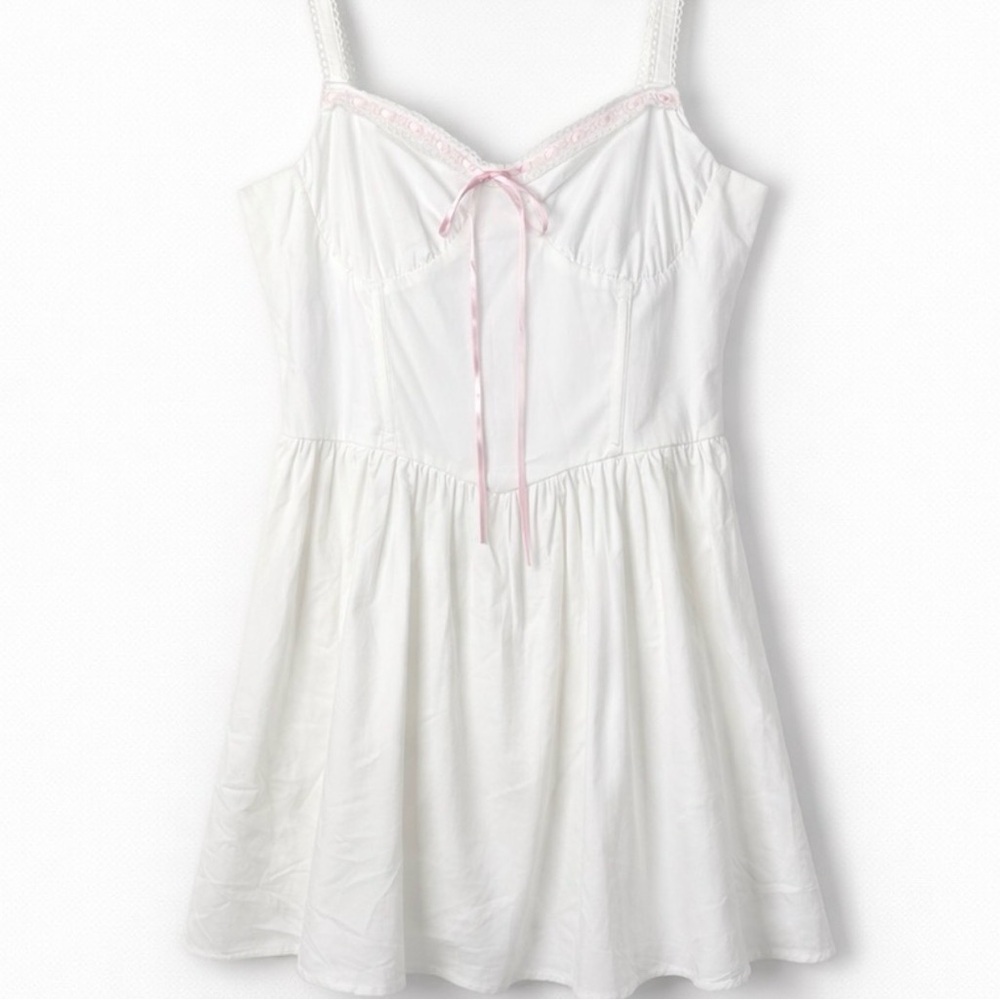 Altar'd State White Chemise with Pink Lace
